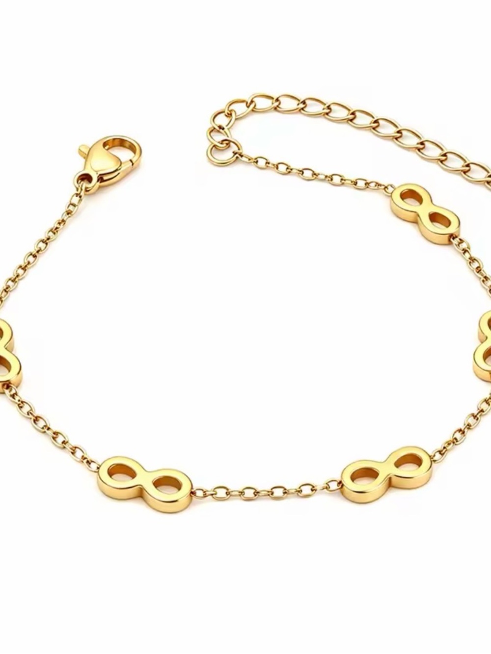 18K PVD Gold Infinity Symbol Chain Bracelet Waterproof 316L Stainless Steel